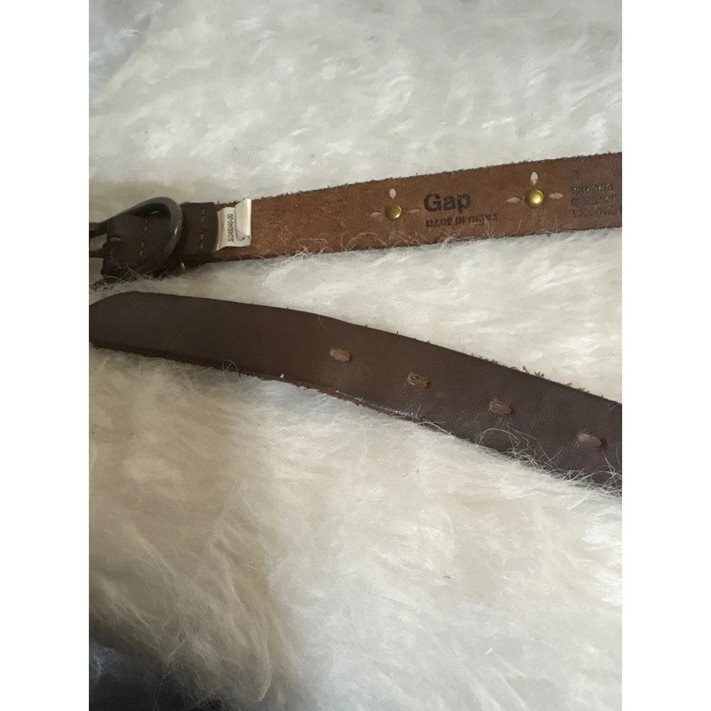 Gap Belt Womens Small Y2K Brown Floral Cutout Studded Leather Excellent